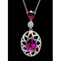 An 18ct white gold plated magenta and clear swarovski elements necklace